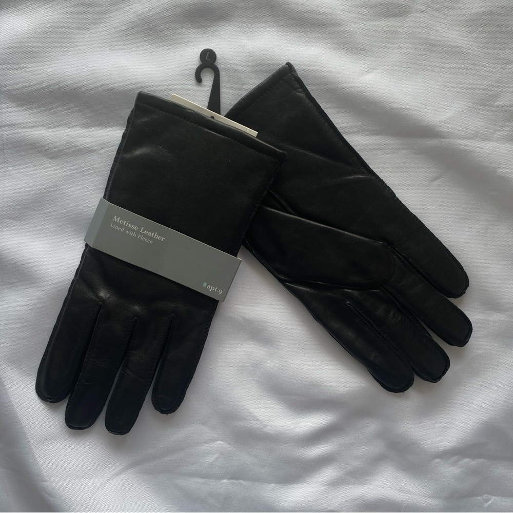 Apt. 9 Women Classic Black Leather Gloves Large